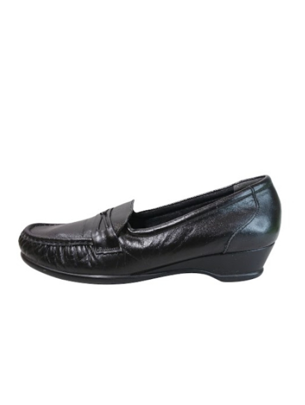 SAS Loafers Women's 9 Black Leather Comfort Slip-on Wedge Academia Shoes